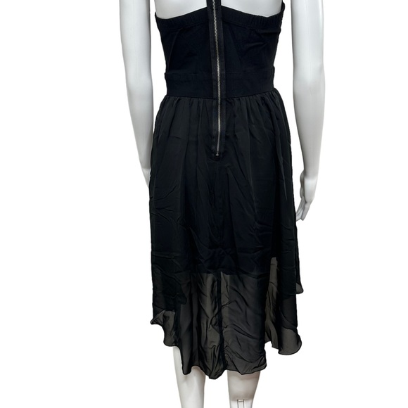 TRIXXI Black Hi Low Strappy Party Dress Size 11 Lined Tulle T-Back Witchy Goth - Picture 5 of 14